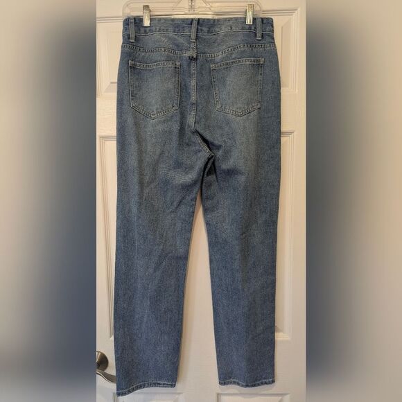NWT Coeur De Vague Women's Distressed High Waisted Blue Zip Jeans Ripped Size M - Picture 2 of 9